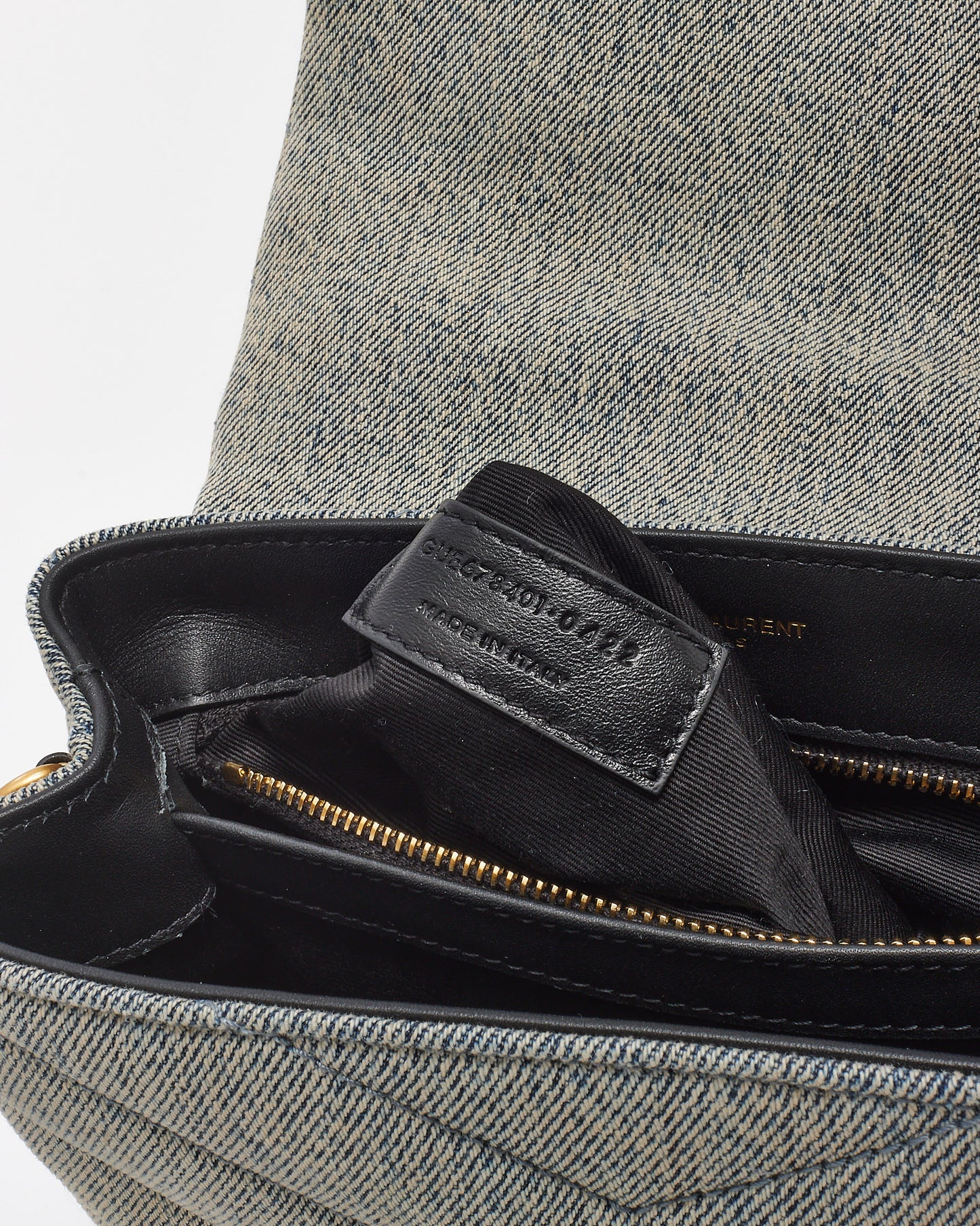 Saint Laurent Light Azure Blue Denim Toy LouLou Crossbody Bag GHW