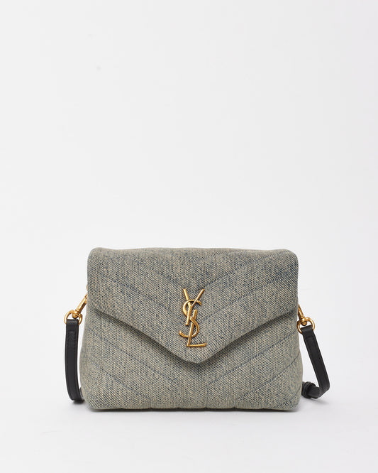 Saint Laurent Light Azure Blue Denim Toy LouLou Crossbody Bag GHW