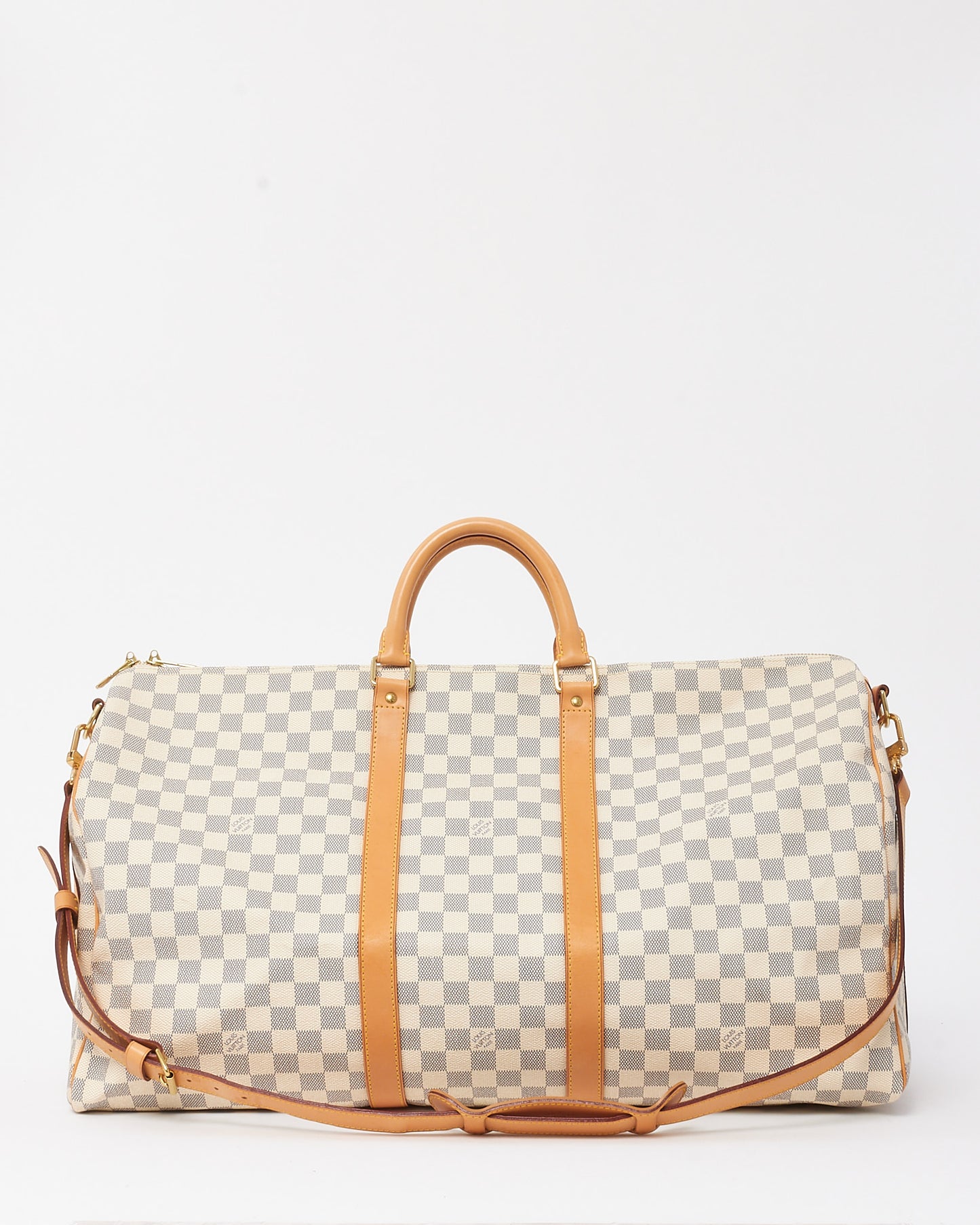 Louis Vuitton Damier Azur Coated Canvas Keepall Bandoulière 55 Duffle Bag