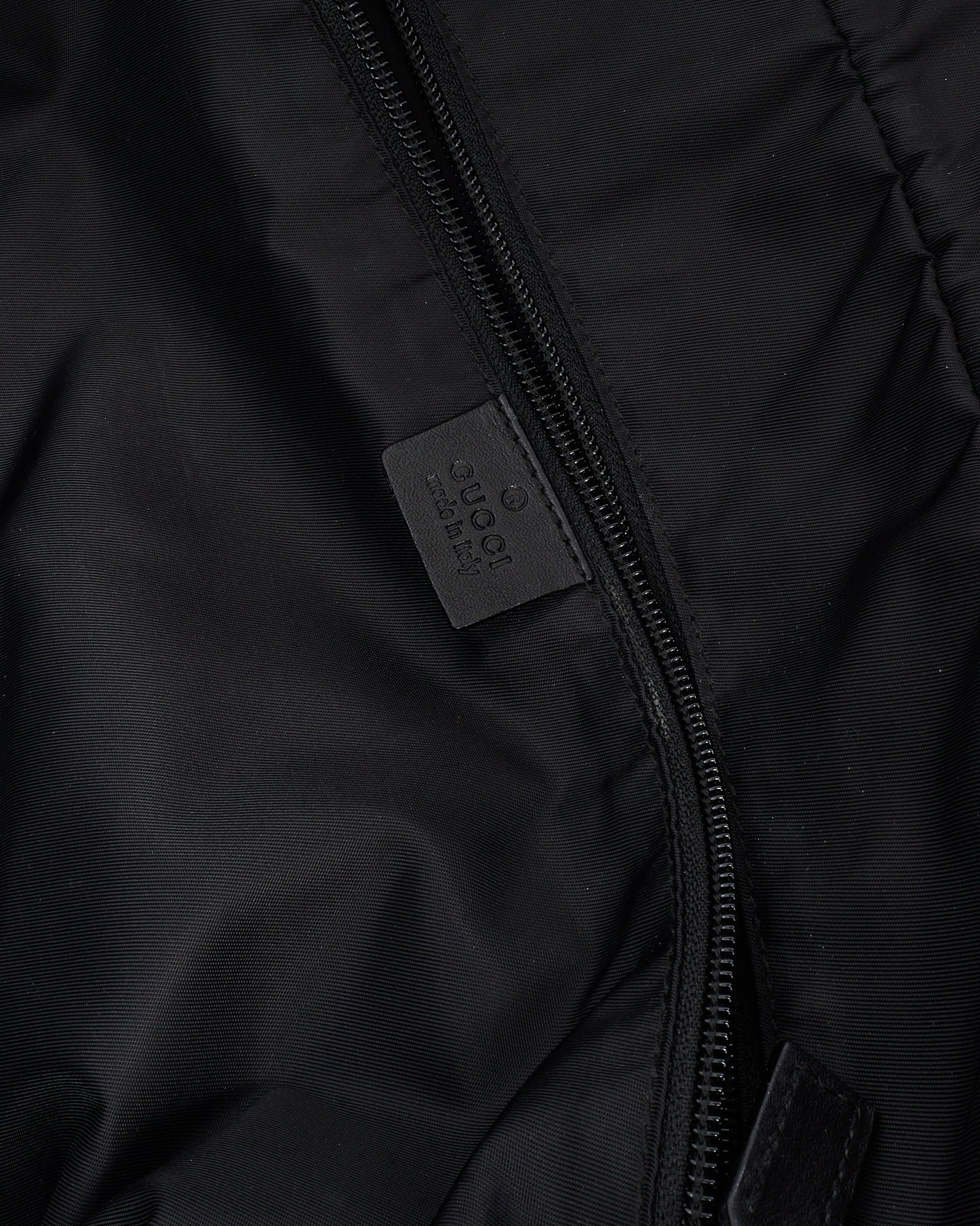 Gucci Vintage Black Guccissima Embossed Leather and Nylon Travel Bag