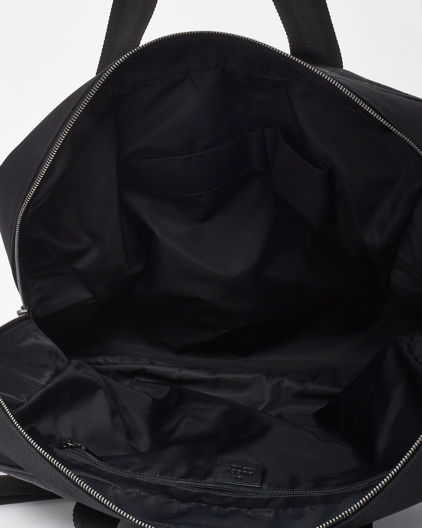 Gucci Vintage Black Guccissima Embossed Leather and Nylon Travel Bag