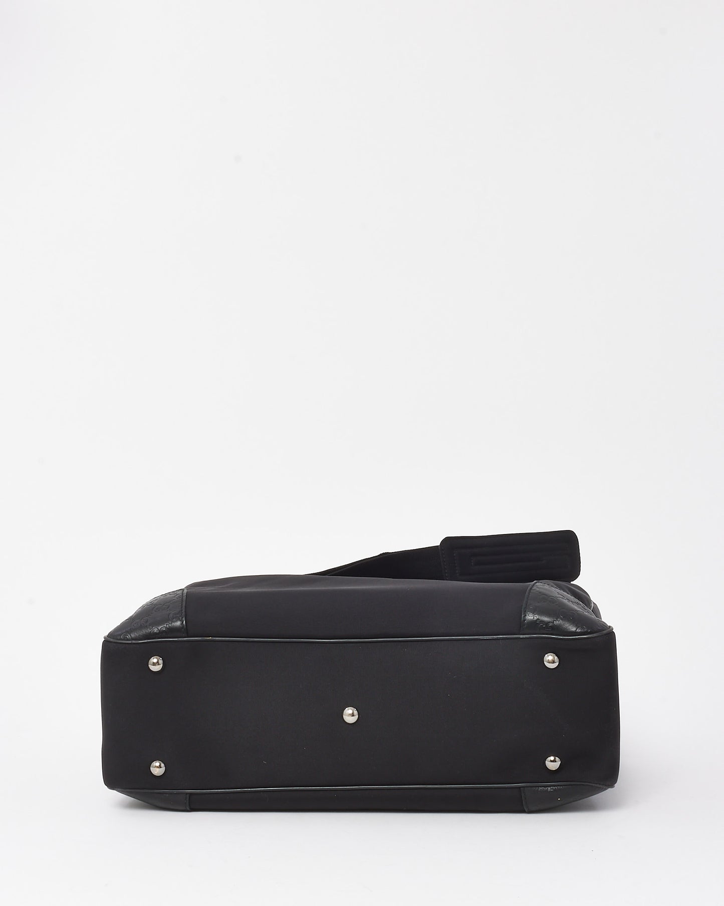 Gucci Vintage Black Guccissima Embossed Leather and Nylon Travel Bag