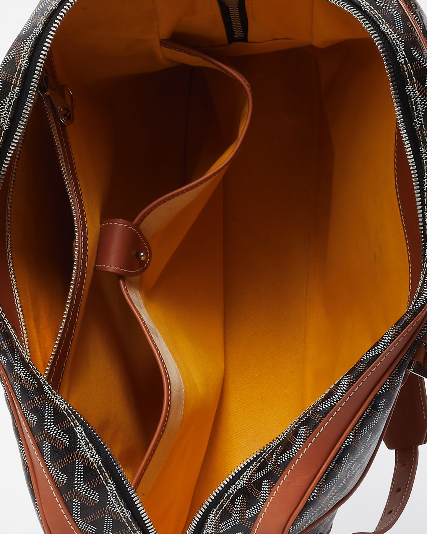 Goyard Tan Leather and Black Goyardine Coated Canvas Ambassade MM Briefcase Bag with Strap