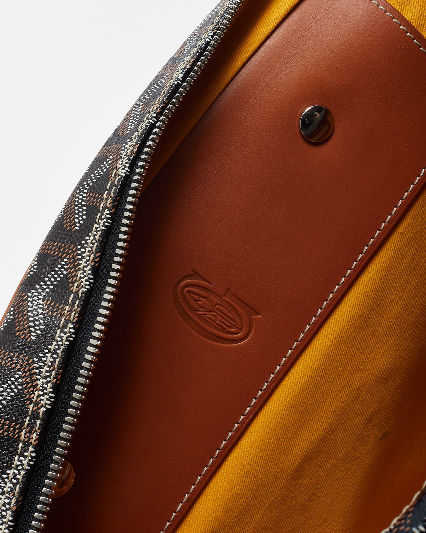 Goyard Tan Leather and Black Goyardine Coated Canvas Ambassade MM Briefcase Bag with Strap