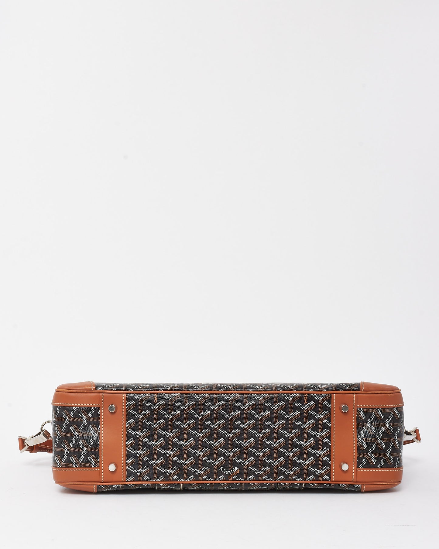 Goyard Tan Leather and Black Goyardine Coated Canvas Ambassade MM Briefcase Bag with Strap