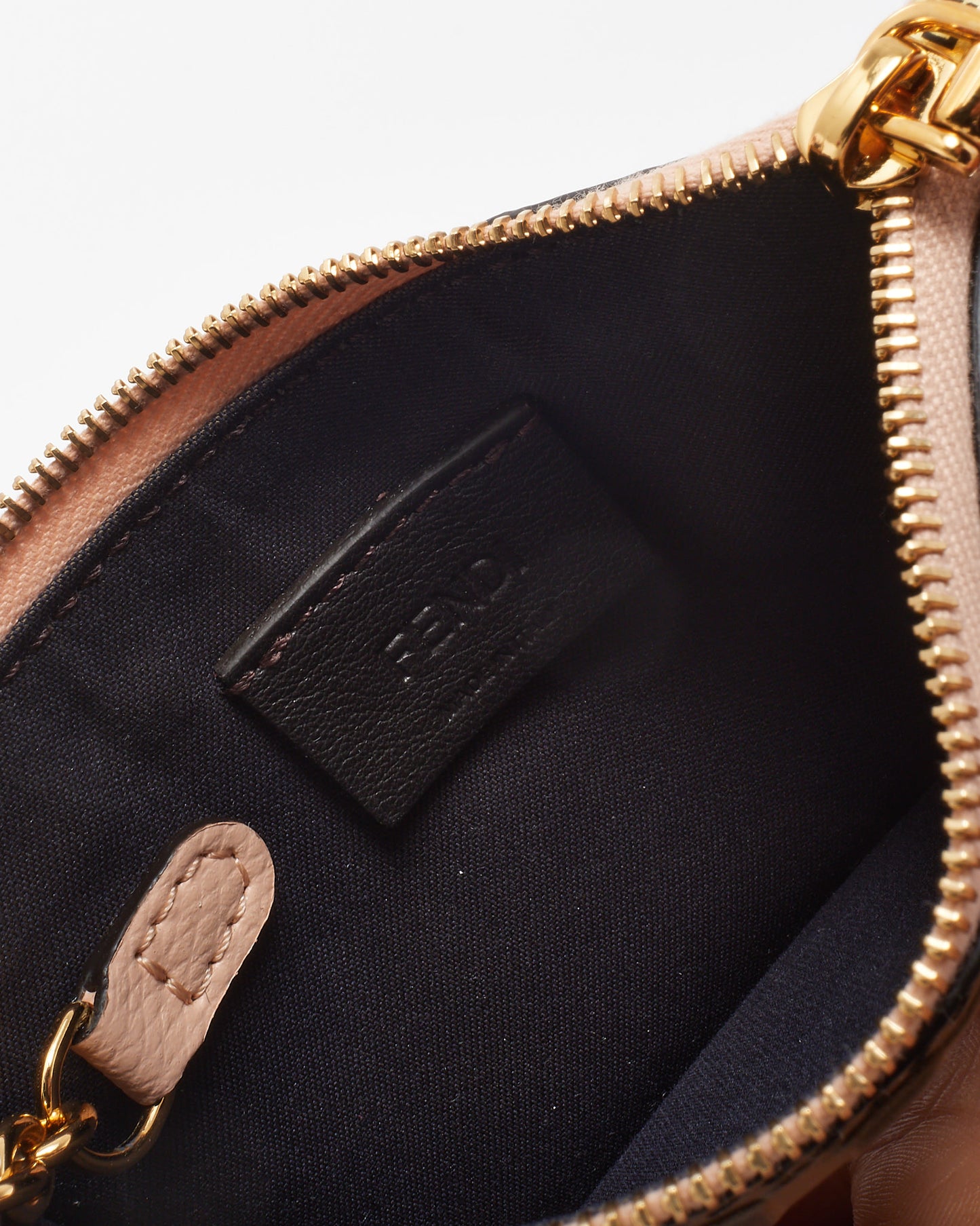 Fendi Pink Canvas with FF Black and Brown Embossed Leather Card Case Pouch