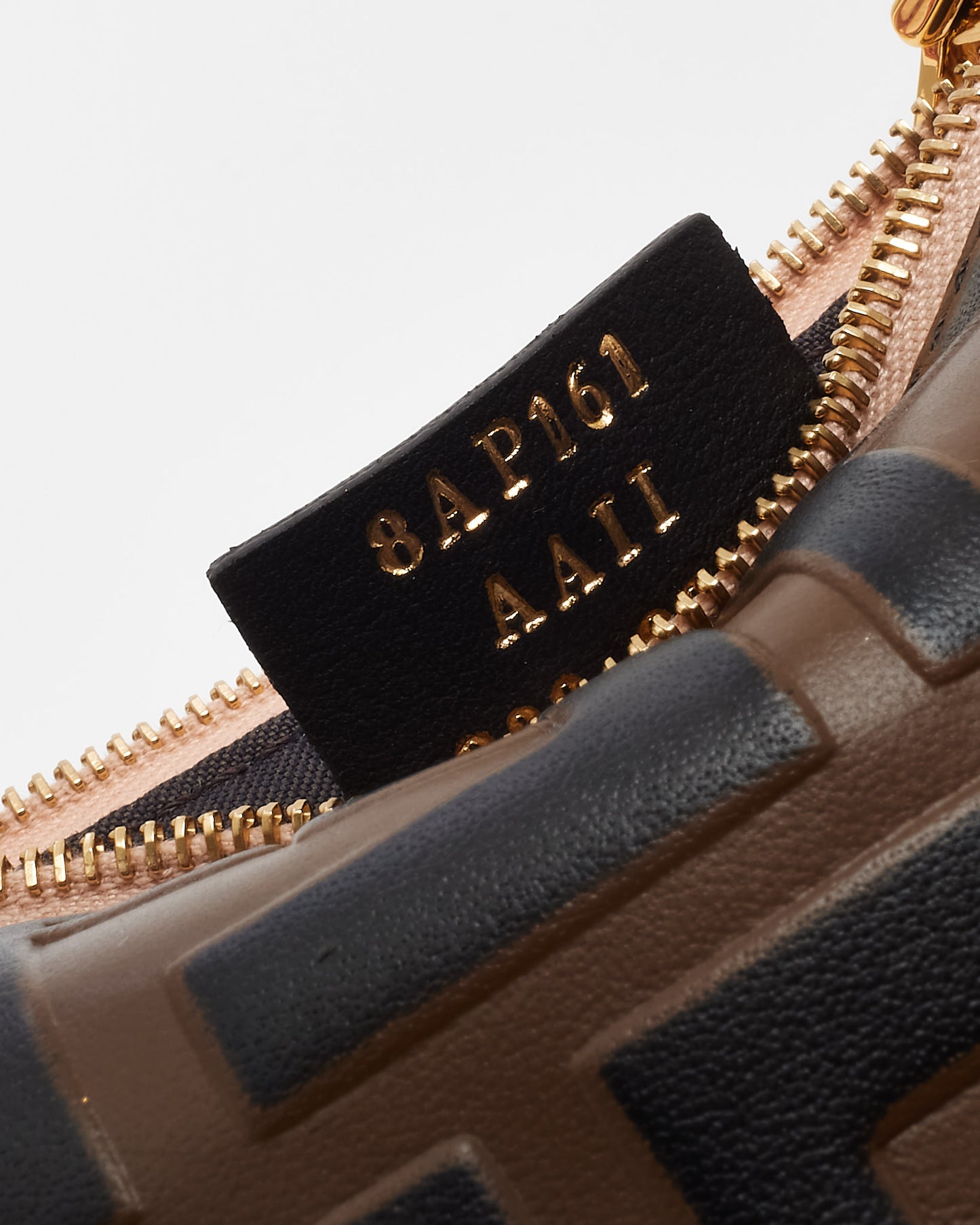 Fendi Pink Canvas with FF Black and Brown Embossed Leather Card Case Pouch