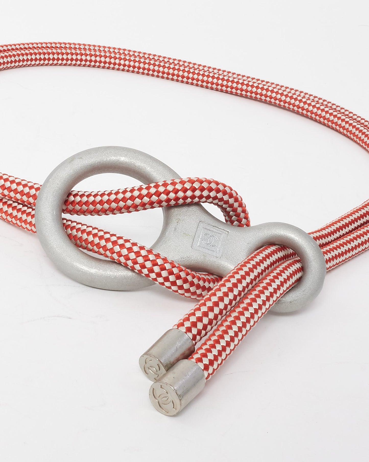 Chanel 01A Red and White Rope Climbing Buckle Belt - M