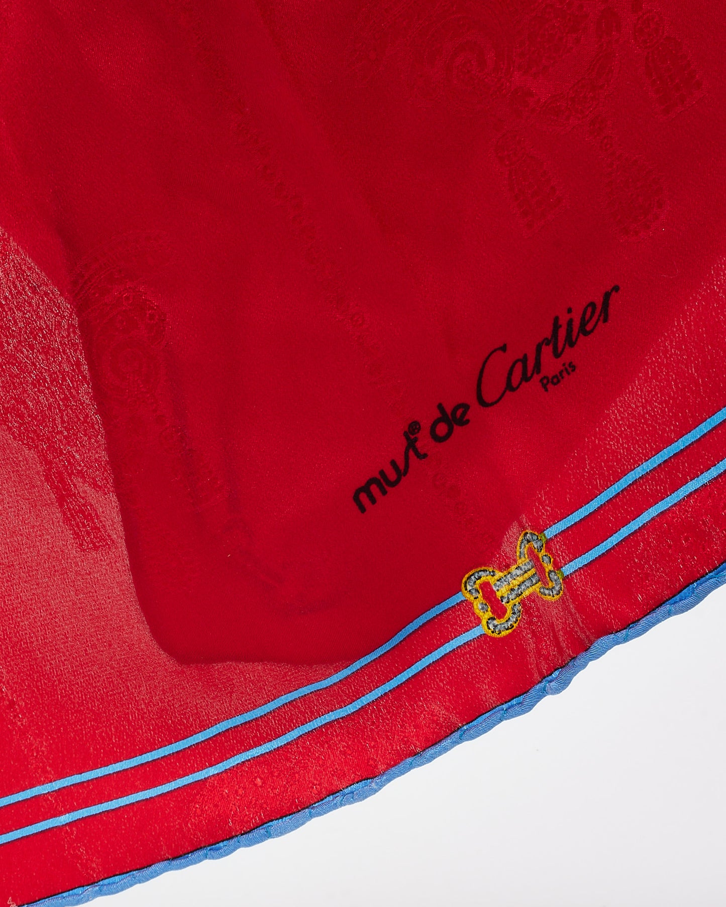 Cartier Vintage Must de Cartier Red/Gold Jewel Bowtie Pinted Silk Scarf