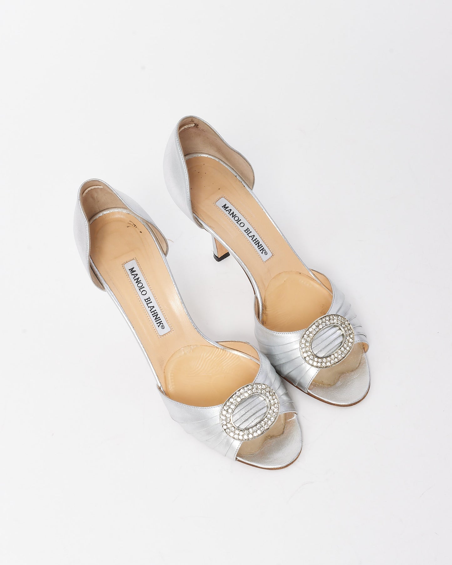 Manolo Blahnik Vintage Metallic Silver Sedaraby d'Orsay Pumps - 38