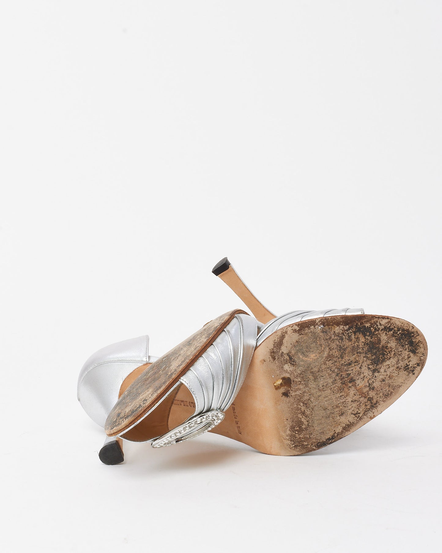 Manolo Blahnik Vintage Metallic Silver Sedaraby d'Orsay Pumps - 38