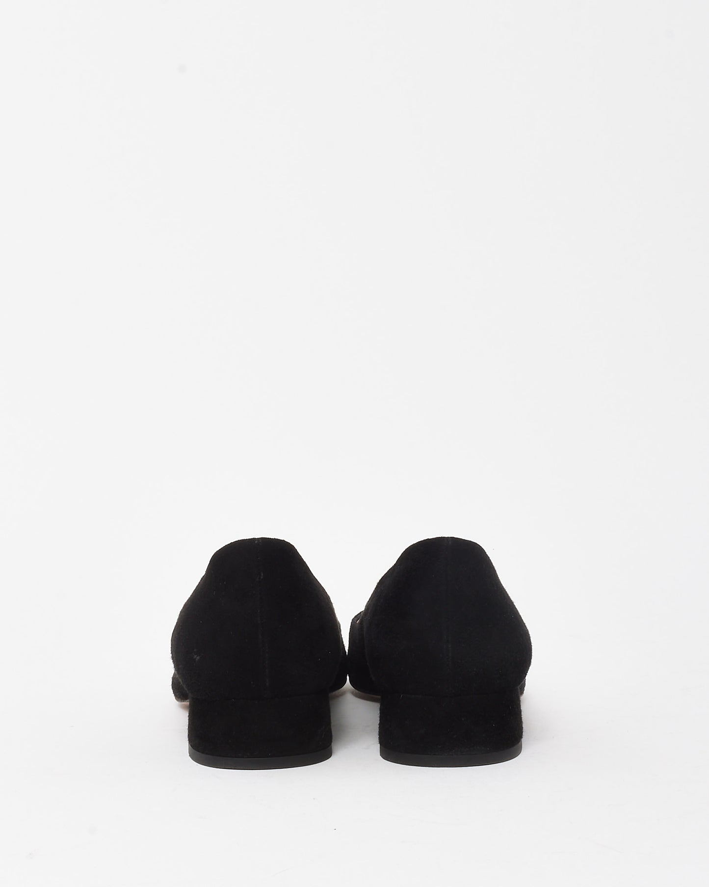 Gucci Black Suede Crystal Interlocking G Block Heel Pumps - 38.5