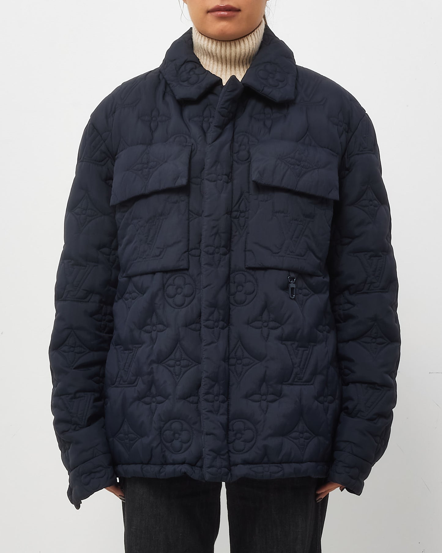 Louis Vuitton Men's Navy Monogram Padded Light Blouson Jacket - 50/M