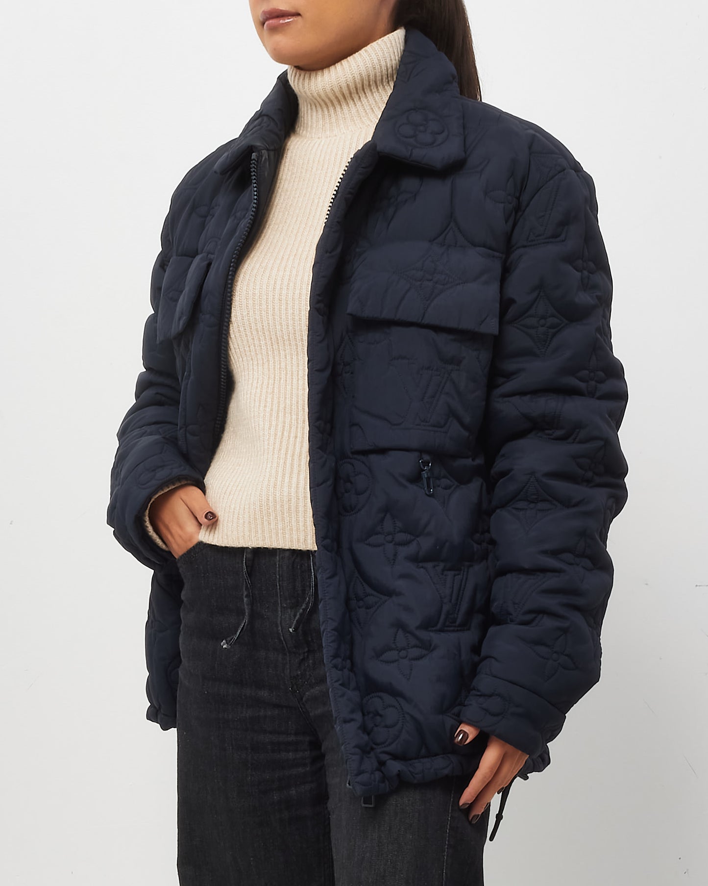 Louis Vuitton Men's Navy Monogram Padded Light Blouson Jacket - 50/M