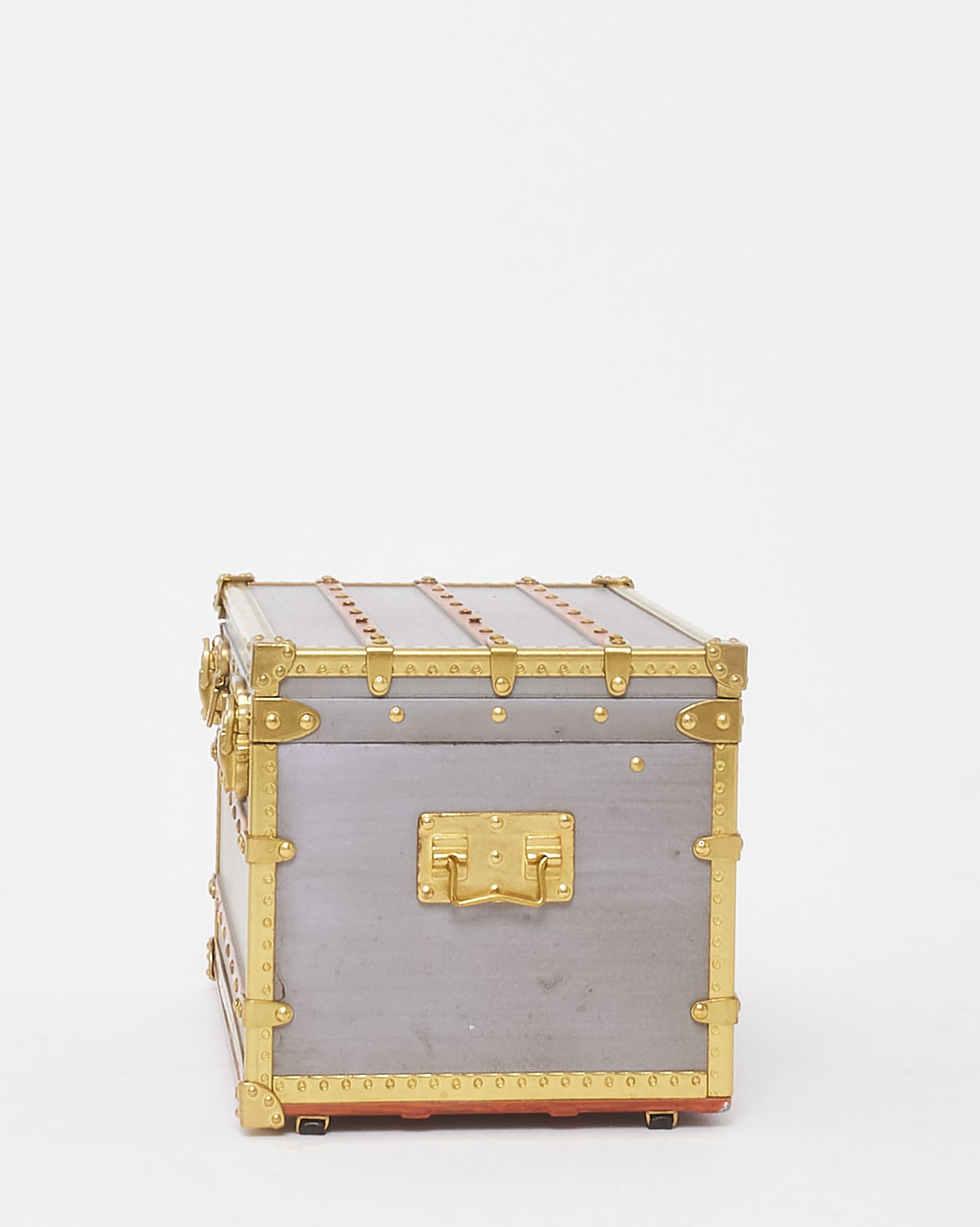 Louis Vuitton Silver and Gold Mini Malle Zinc Trunk Paperweight Jewelry Box VIP