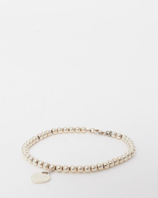 Tiffany & Co. Sterling Silver Return to Tiffany Blue Heart Tag Bead Bracelet