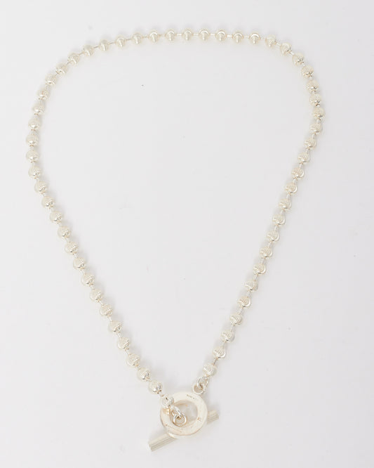 Gucci Sterling Silver Boule Beaded Toggle Necklace