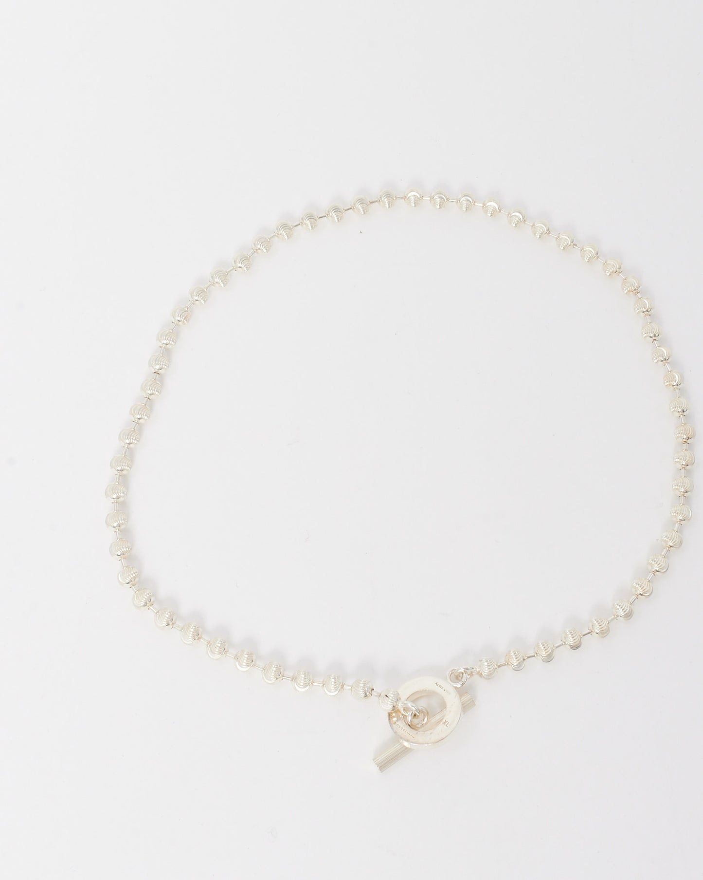 Gucci Sterling Silver Boule Beaded Toggle Necklace