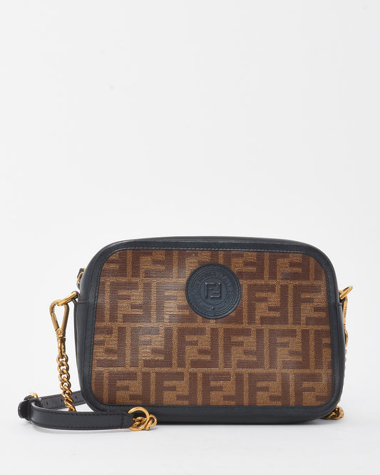 Fendi Black & Brown FF Zucca Coated Canvas FF 1974 Stamp Camera Bag