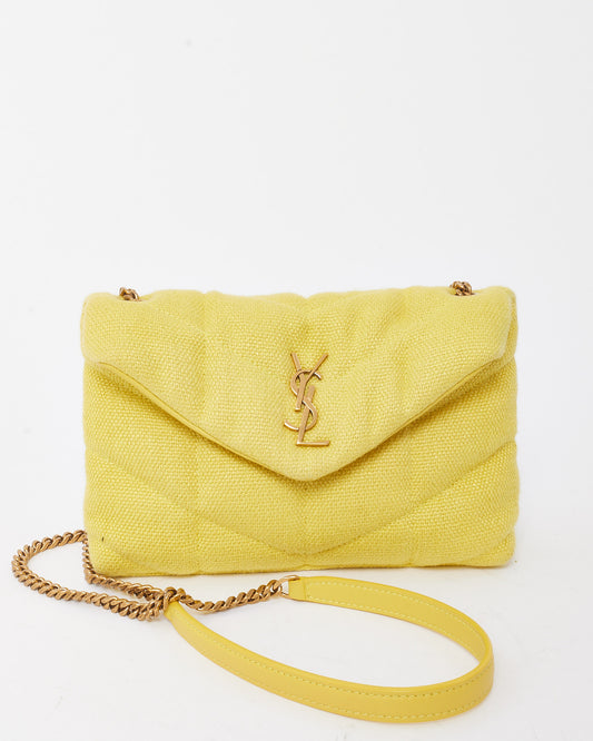 Saint Laurent Yellow Quilted Canvas Monogram YSL Toy Loulou Puffer Bag