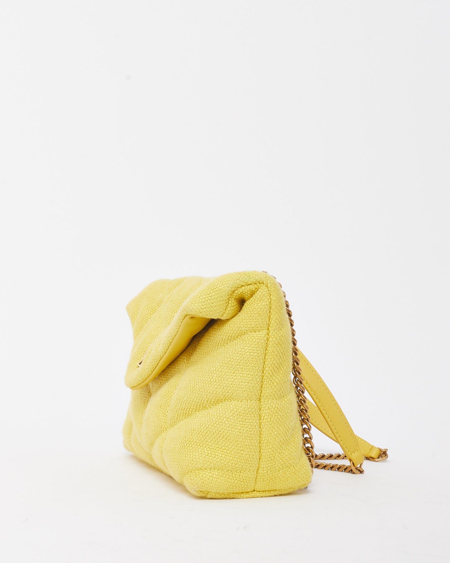 Saint Laurent Yellow Quilted Canvas Monogram YSL Toy Loulou Puffer Bag