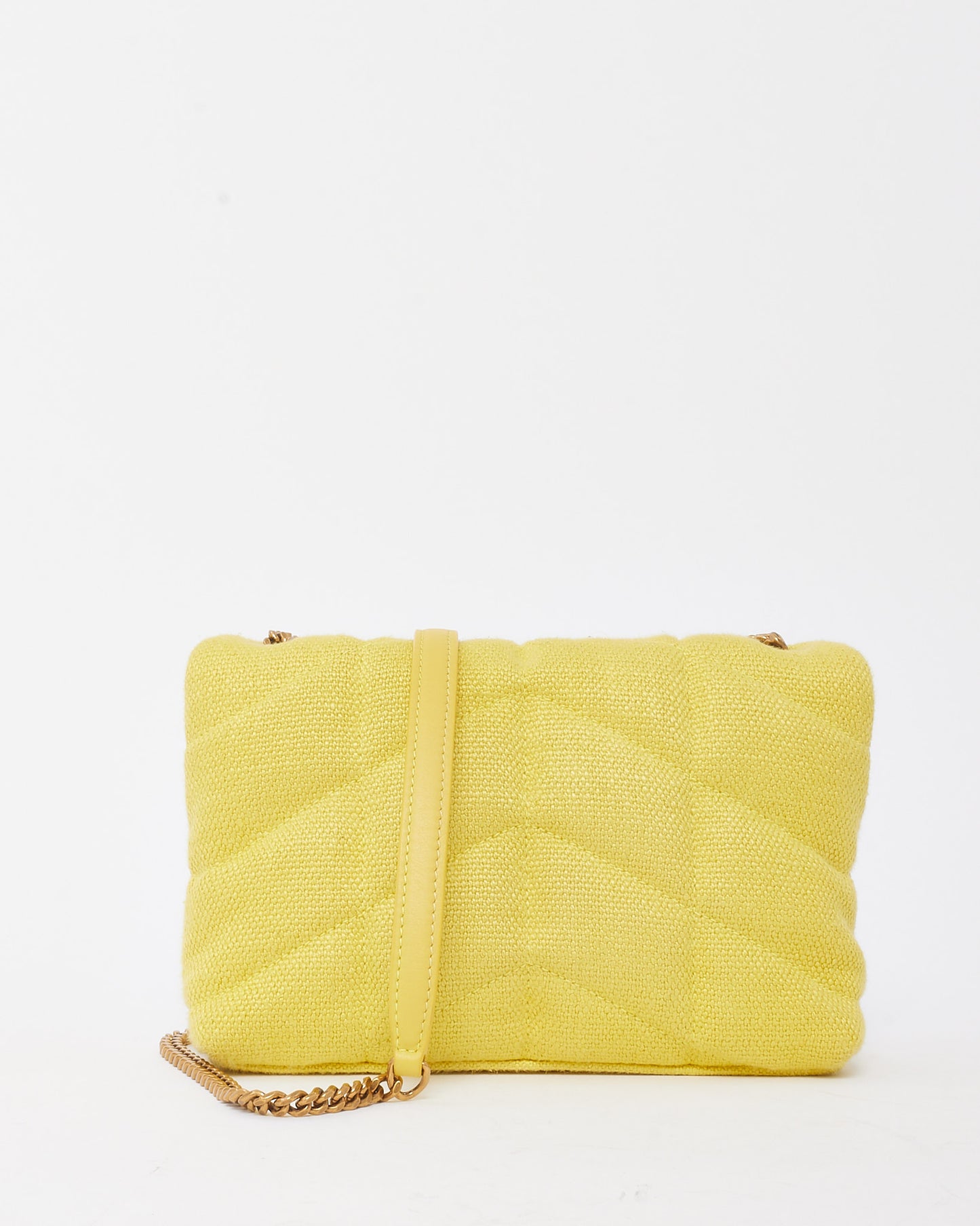 Saint Laurent Yellow Quilted Canvas Monogram YSL Toy Loulou Puffer Bag