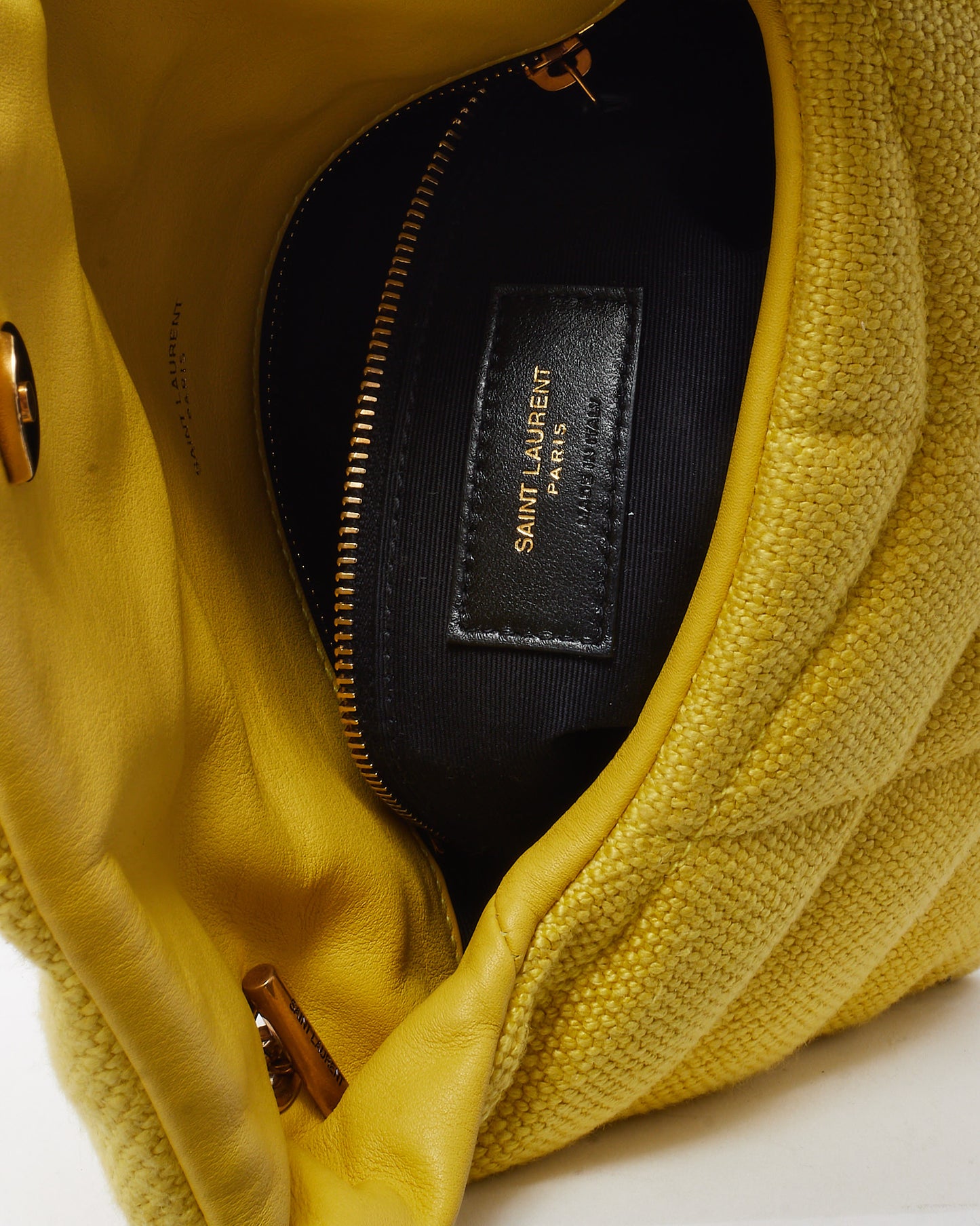 Saint Laurent Yellow Quilted Canvas Monogram YSL Toy Loulou Puffer Bag