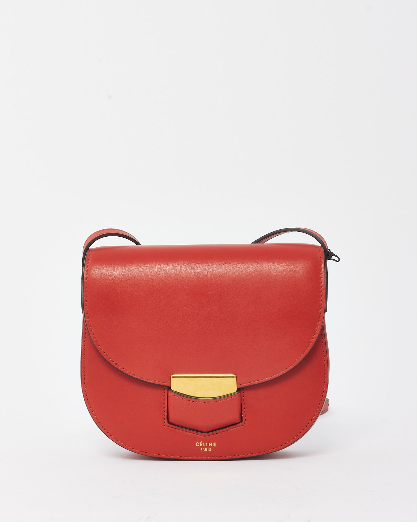 Celine Red Smooth Calfskin Leather Small Trotteur Crossbody Bag