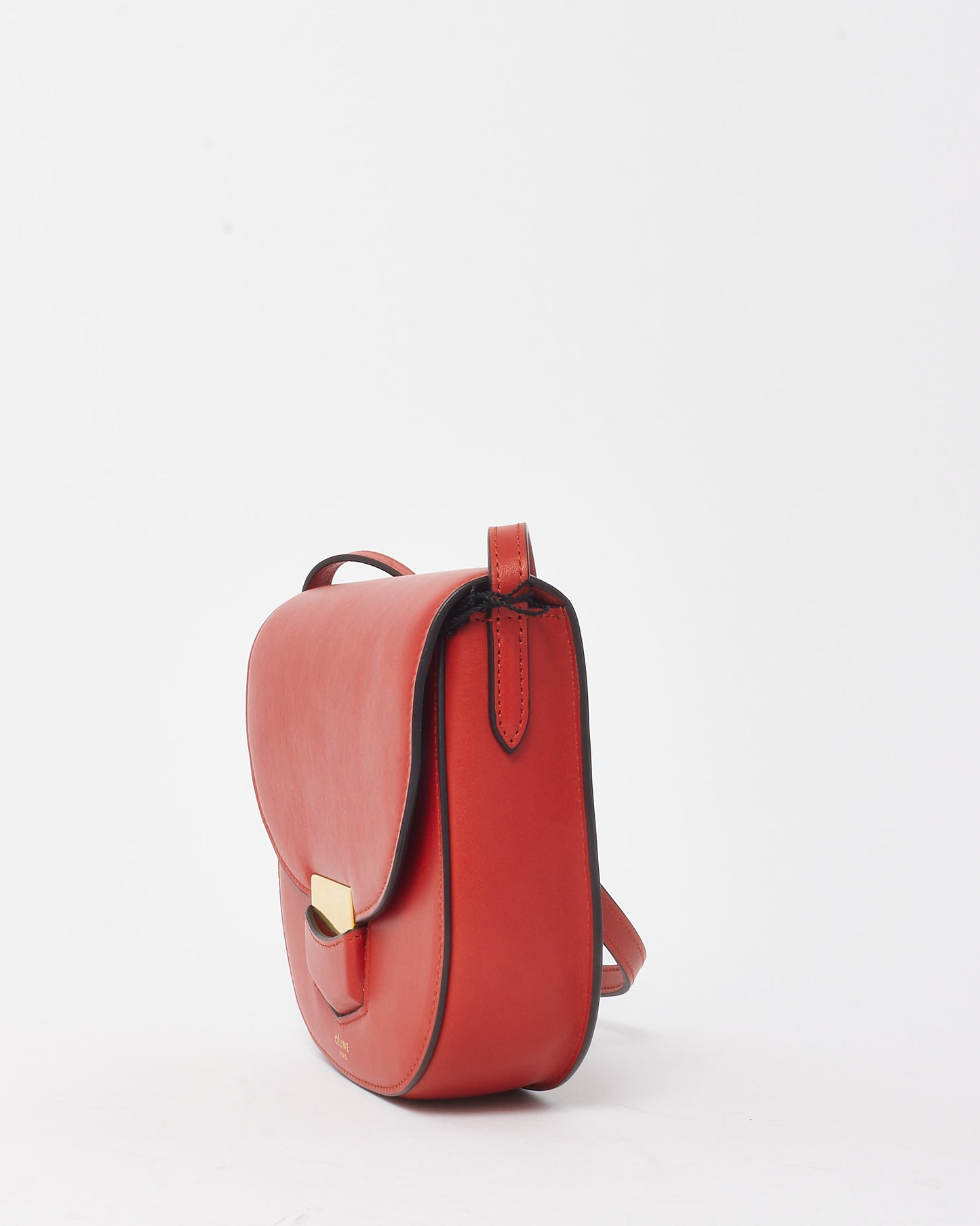 Celine Red Smooth Calfskin Leather Small Trotteur Crossbody Bag