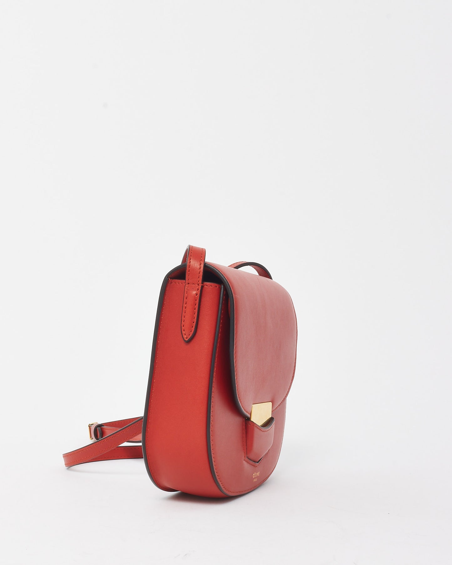 Celine Red Smooth Calfskin Leather Small Trotteur Crossbody Bag