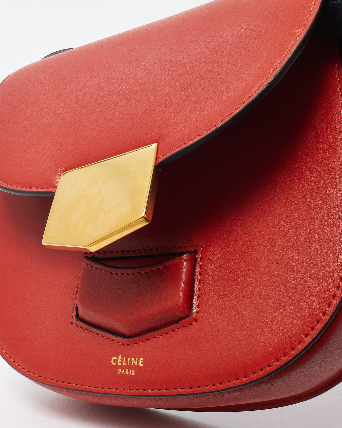 Celine Red Smooth Calfskin Leather Small Trotteur Crossbody Bag