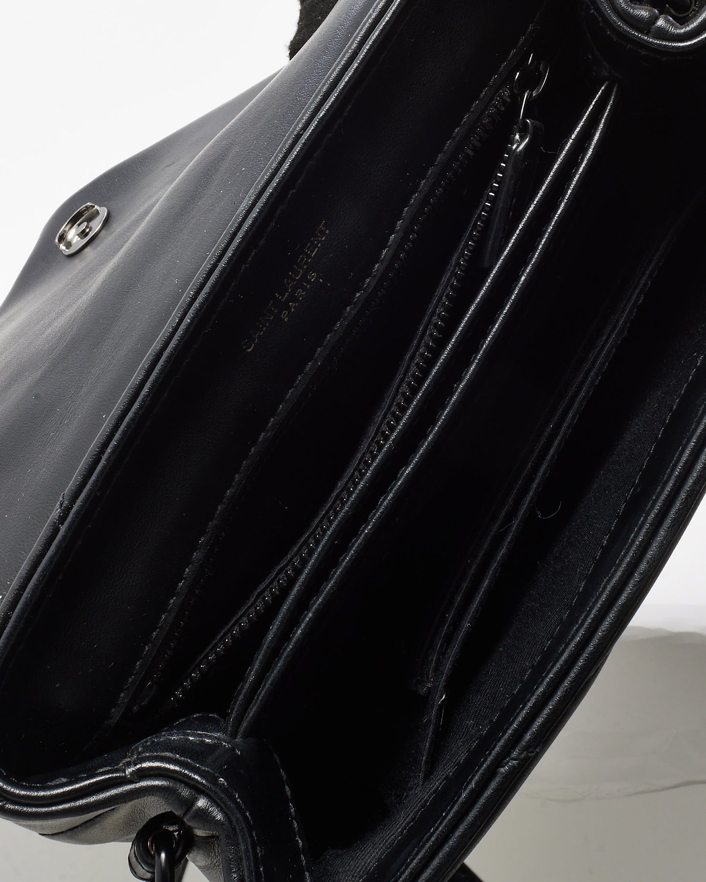 Saint Laurent Black Chevron Quilted Leather Toy Loulou Crossbody Bag BHW