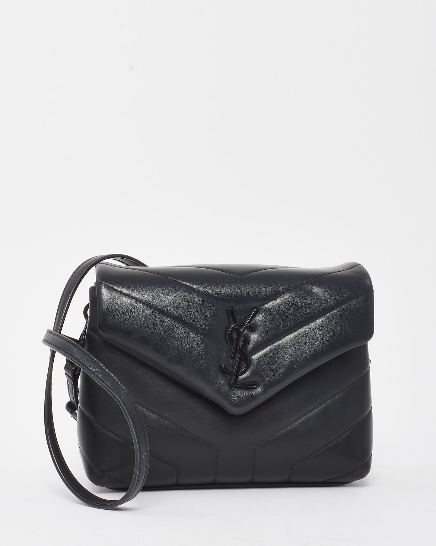 Saint Laurent Black Chevron Quilted Leather Toy Loulou Crossbody Bag BHW