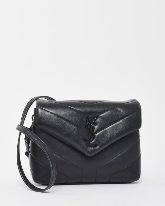 Saint Laurent Black Chevron Quilted Leather Toy Loulou Crossbody Bag BHW