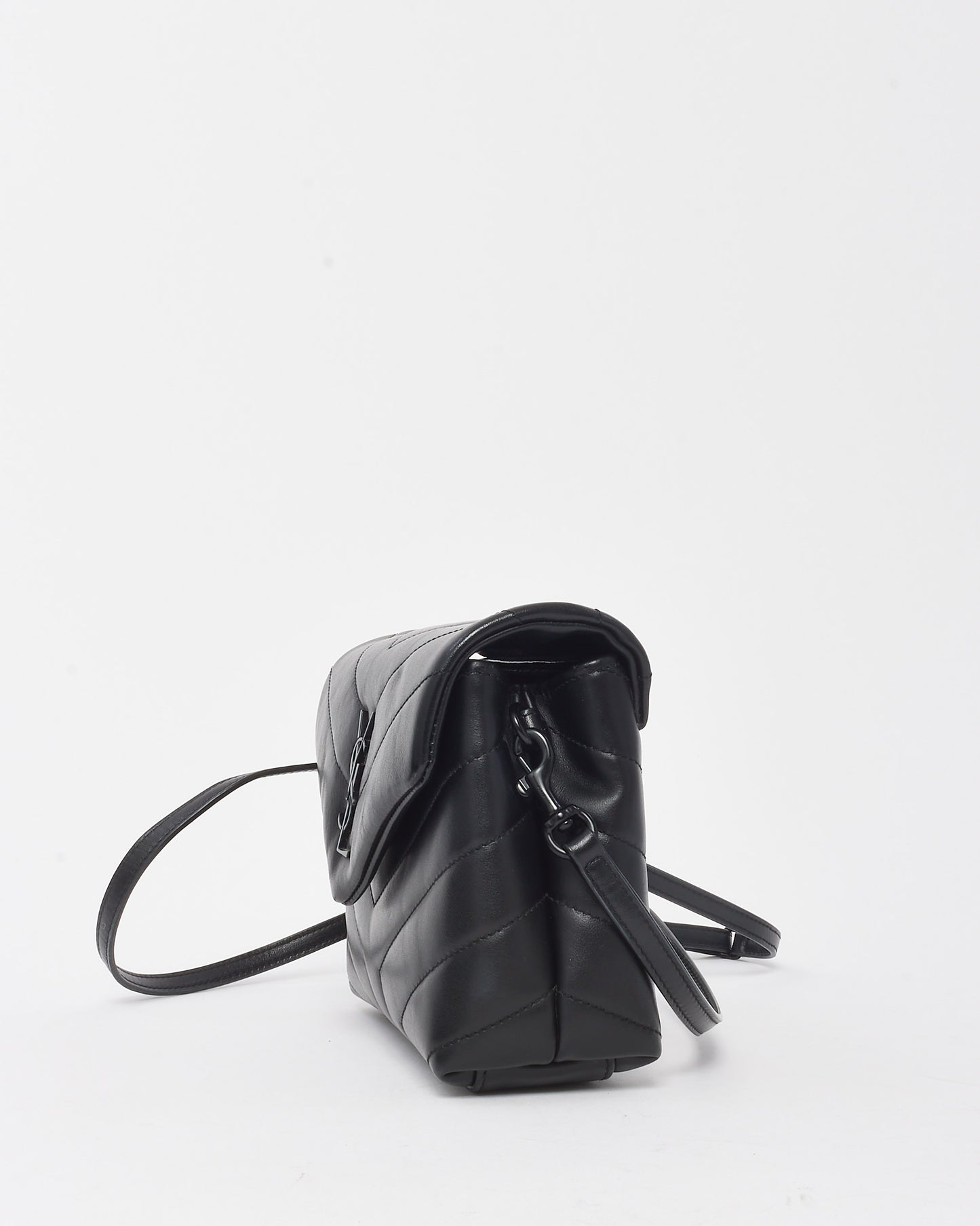 Saint Laurent Black Chevron Quilted Leather Toy Loulou Crossbody Bag BHW