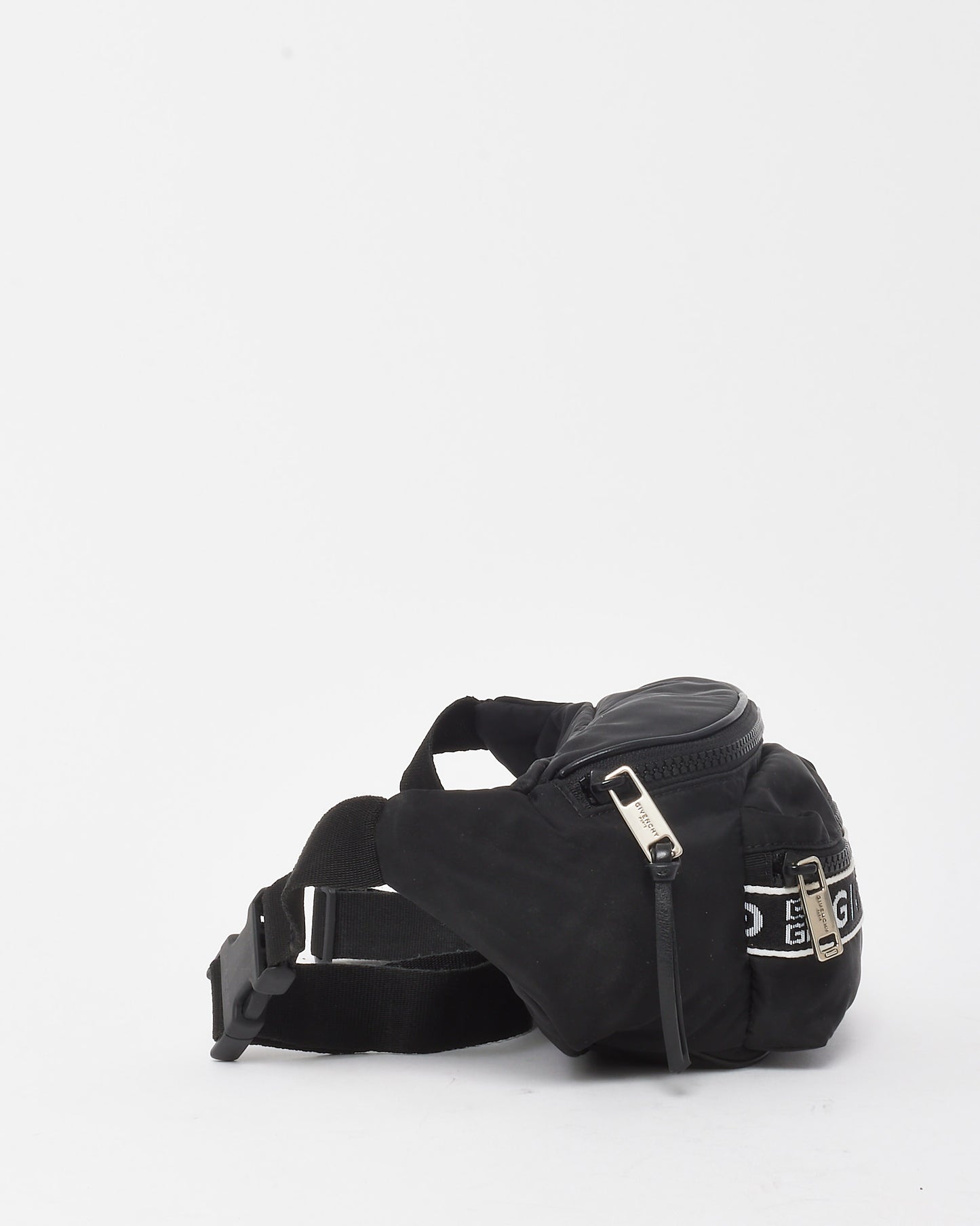 Givenchy Black Nylon White Jacquard Logo Belt Bag