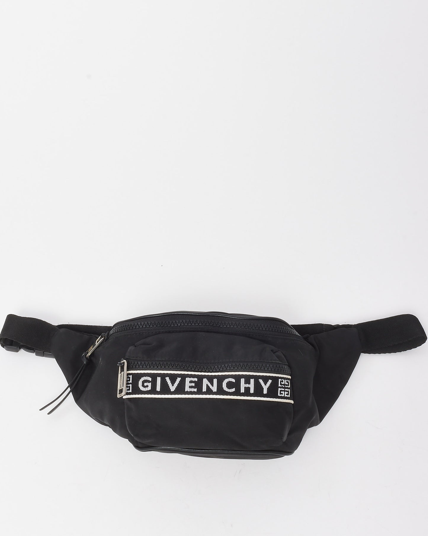Givenchy Black Nylon White Jacquard Logo Belt Bag