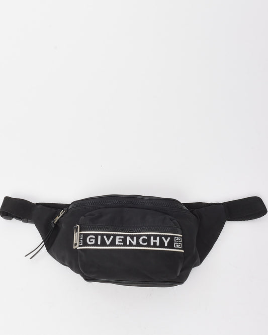 Givenchy Black Nylon White Jacquard Logo Belt Bag