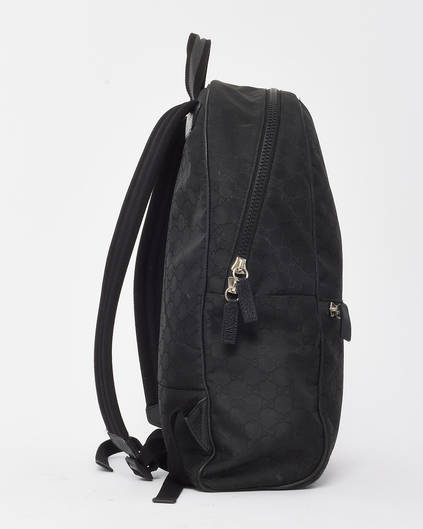 Gucci Black GG Monogram Nylon Slim Backpack