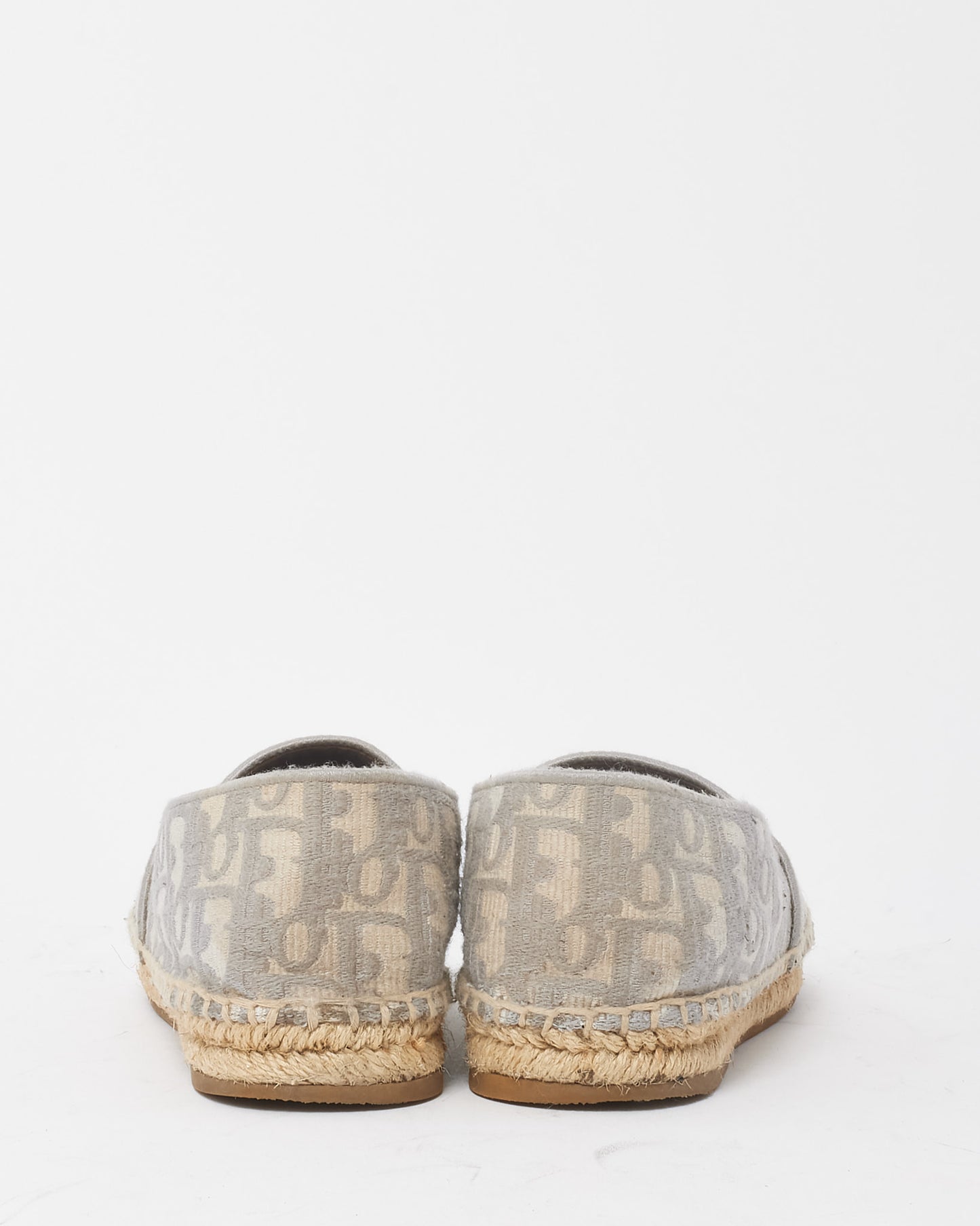 Dior Grey and White Dior Oblique Embroidered Cotton Granville Espadrilles - 36