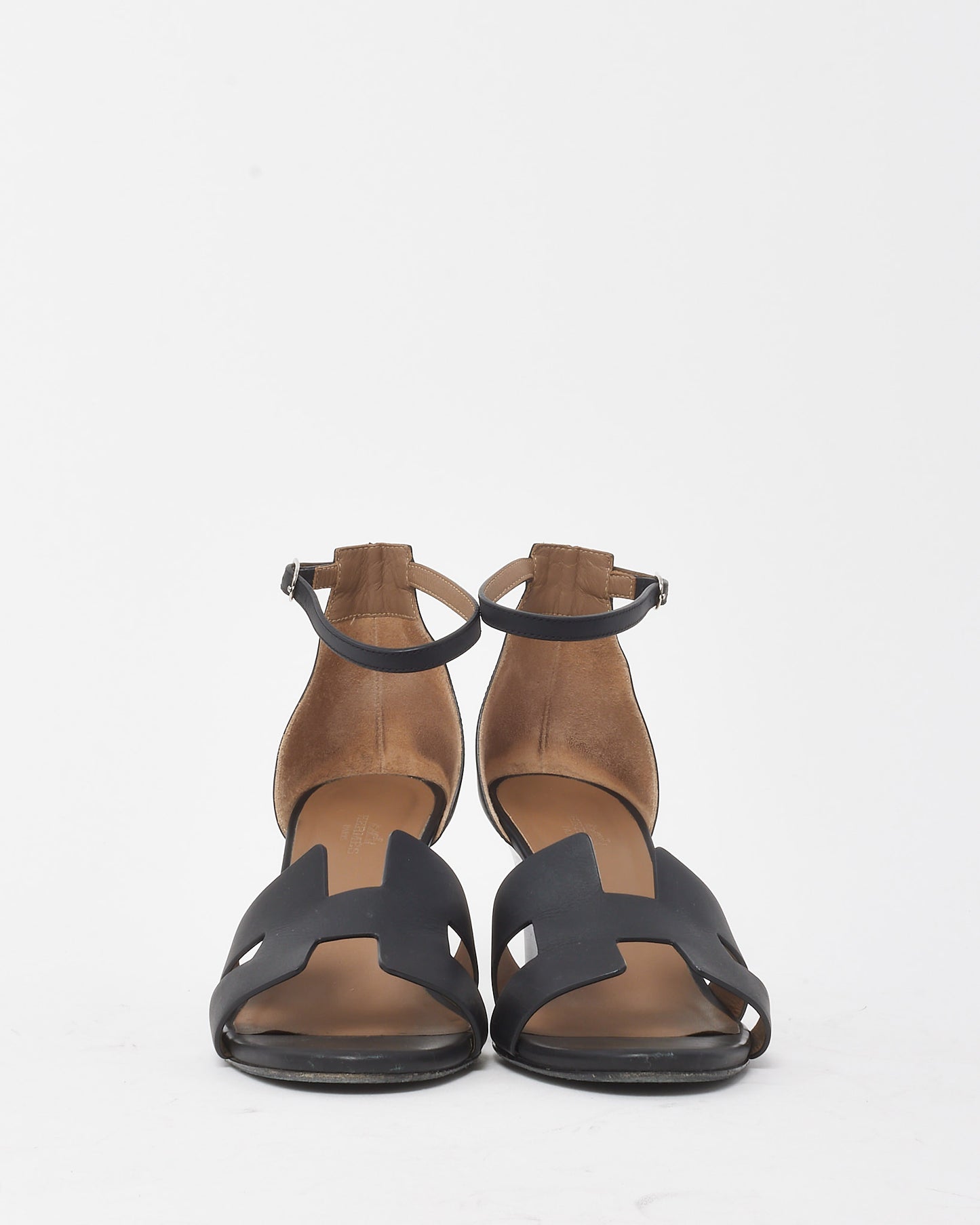 Hermès Black Leather Legend H Wedge Sandals - 41