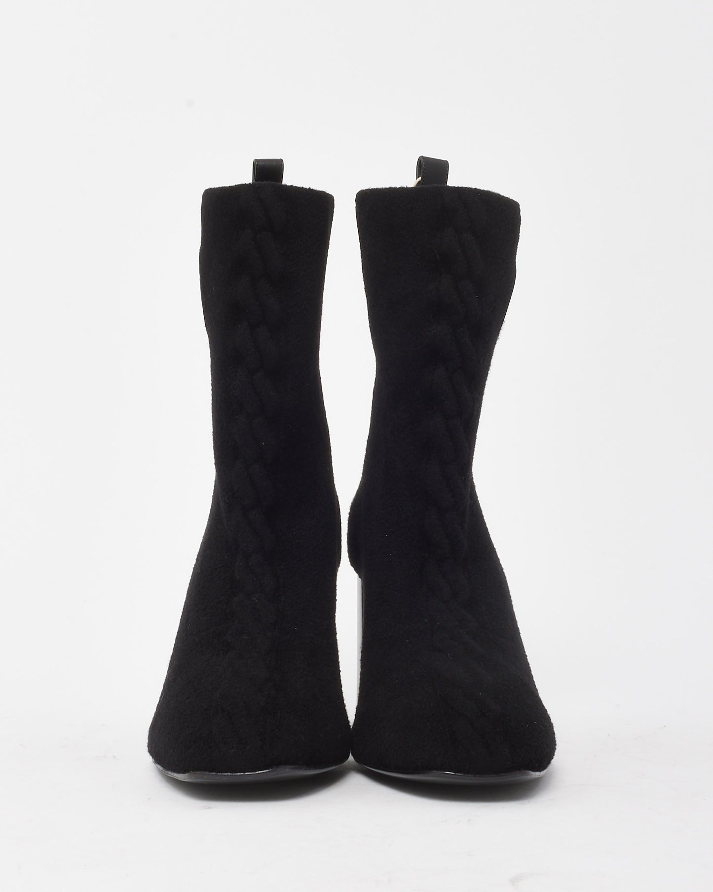 Hermès Black Chenille Knit Fabric Jenna 90 Ankle Boots - 41