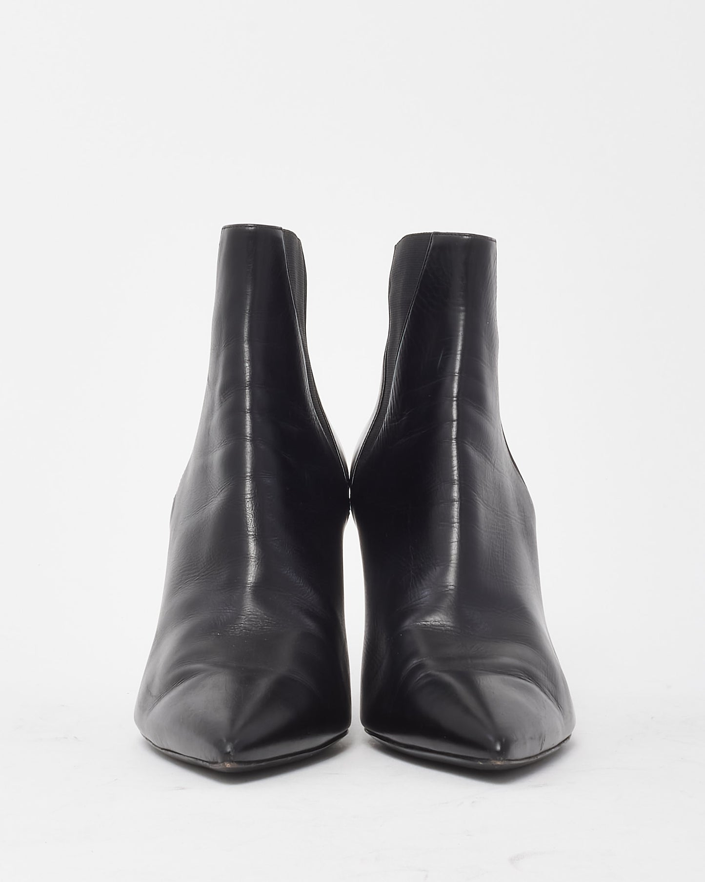 Saint Laurent Black Leather Kiki 85 Pointed Chelsea Boots - 41.5