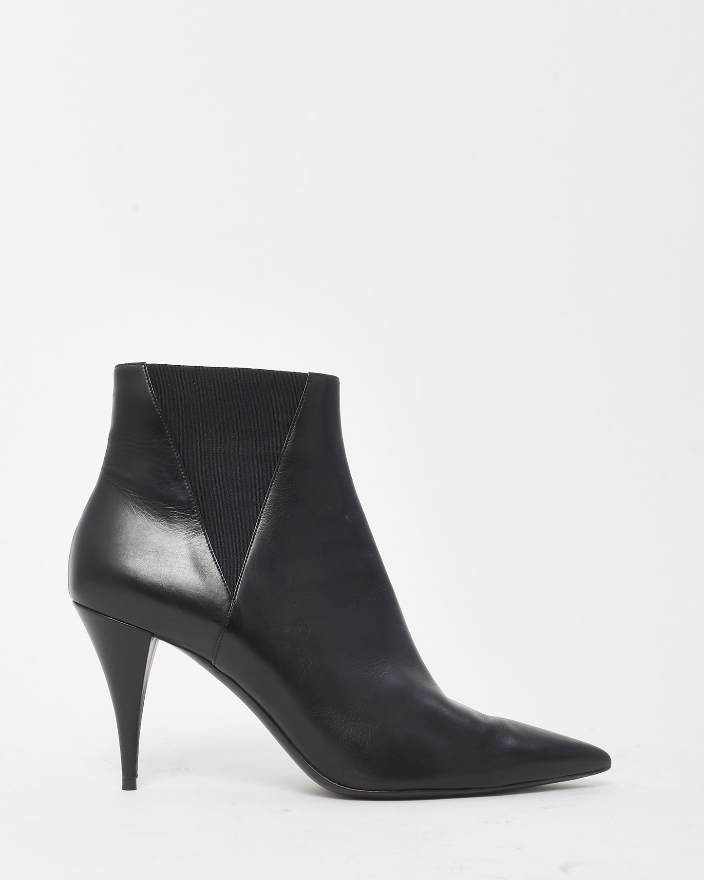 Saint Laurent Black Leather Kiki 85 Pointed Chelsea Boots - 41.5