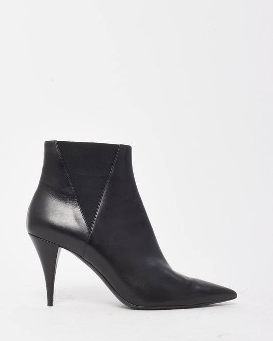 Saint Laurent Black Leather Kiki 85 Pointed Chelsea Boots - 41.5