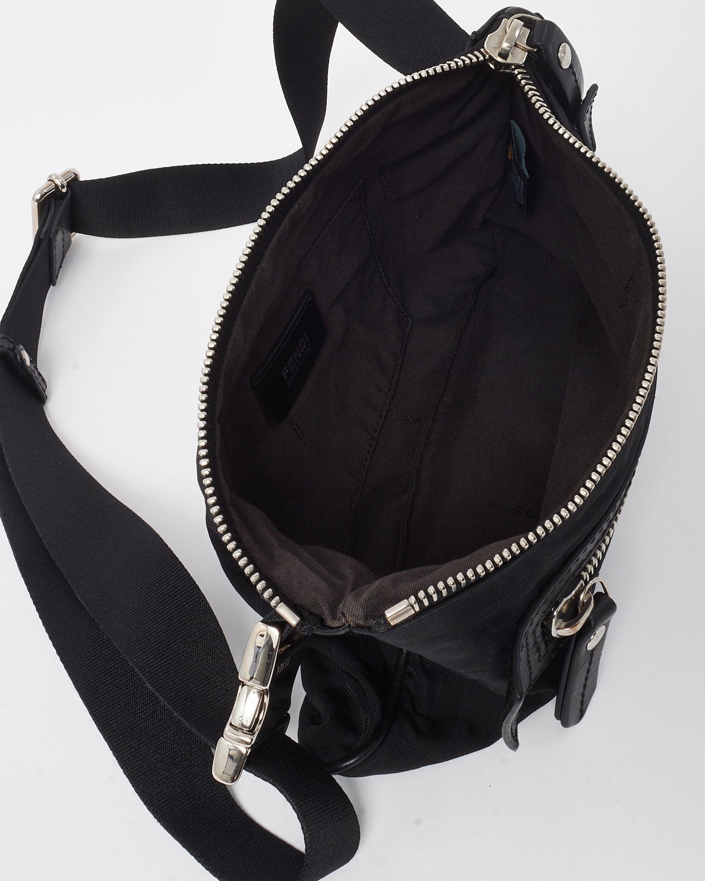 Fendi Black FF Zucca Print Nylon Zip Belt Bag