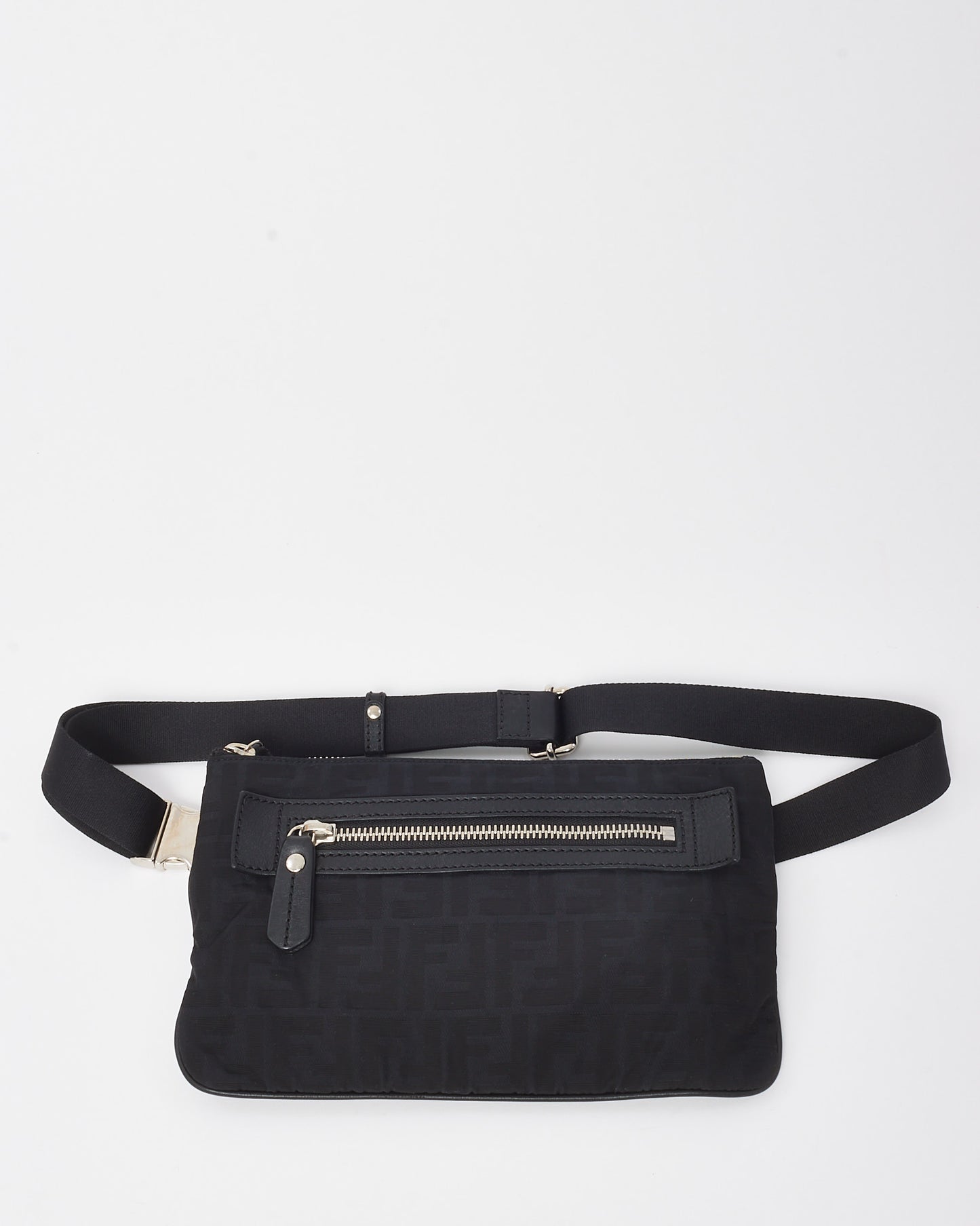 Fendi Black FF Zucca Print Nylon Zip Belt Bag