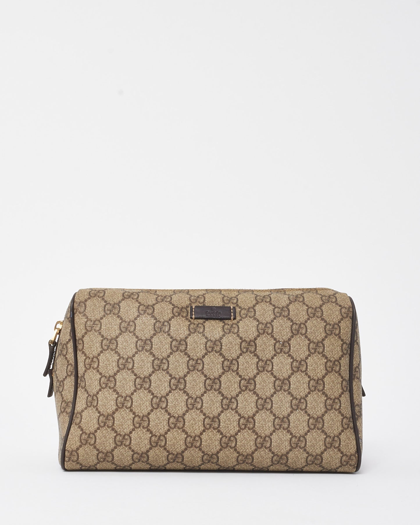 Gucci Beige and Brown GG Supreme Monogram Coated Canvas 26cm Large Toiletry Pouch