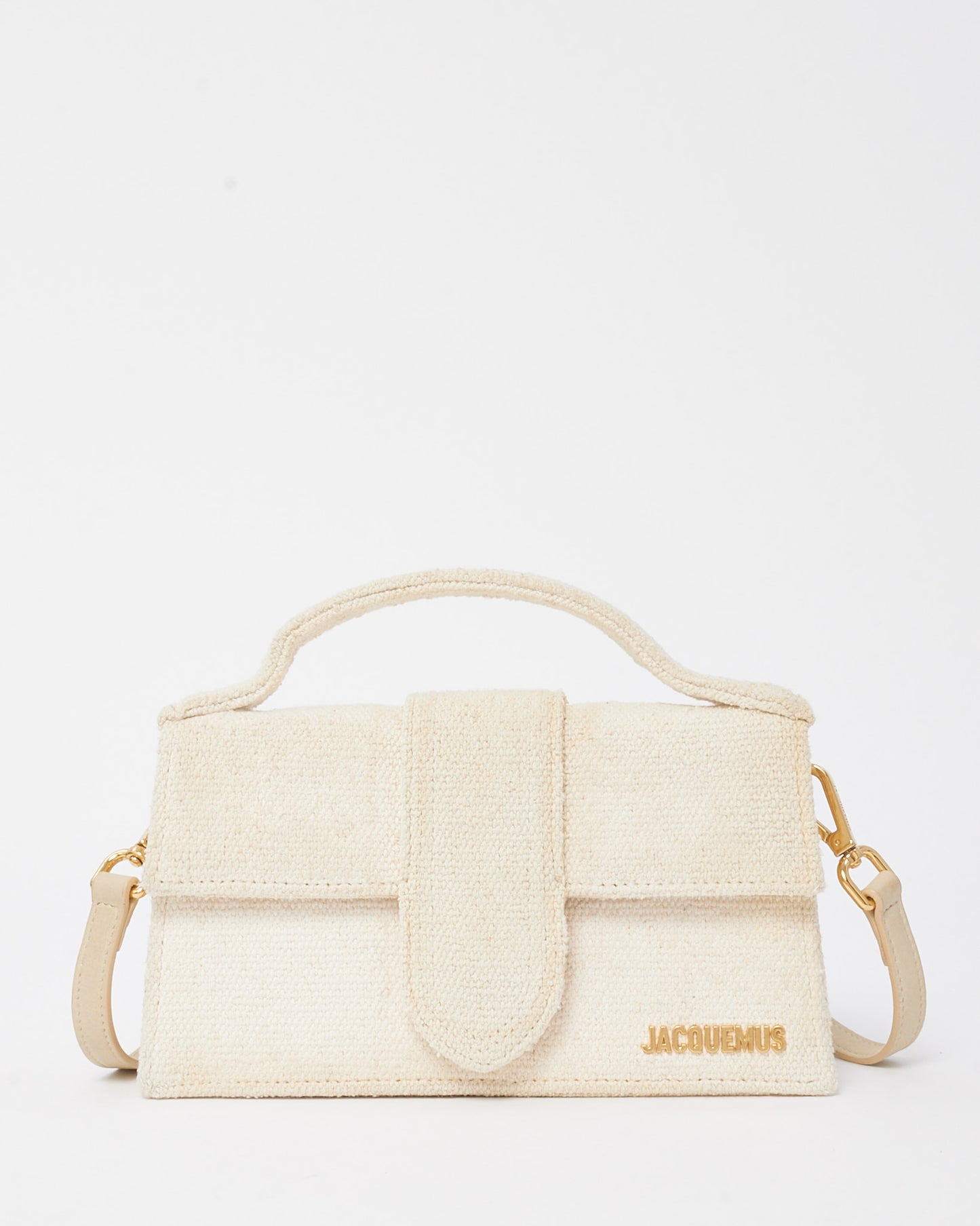 Jacquemus Off White Tweed Le Grand Bambino Bag with Strap