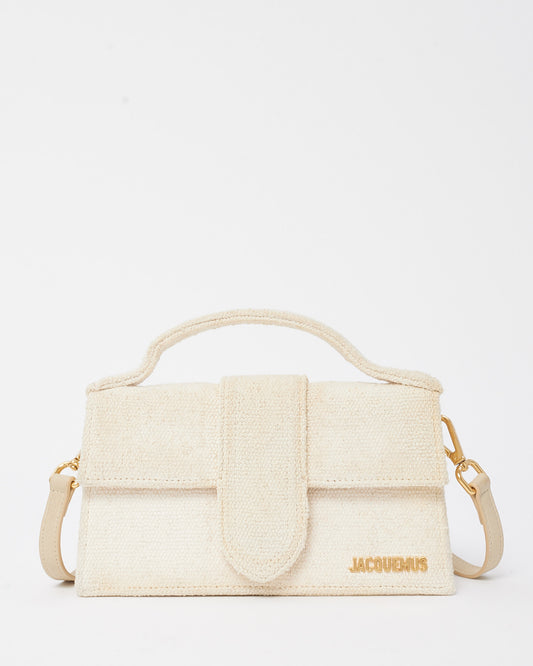 Jacquemus Off White Tweed Le Grand Bambino Bag with Strap